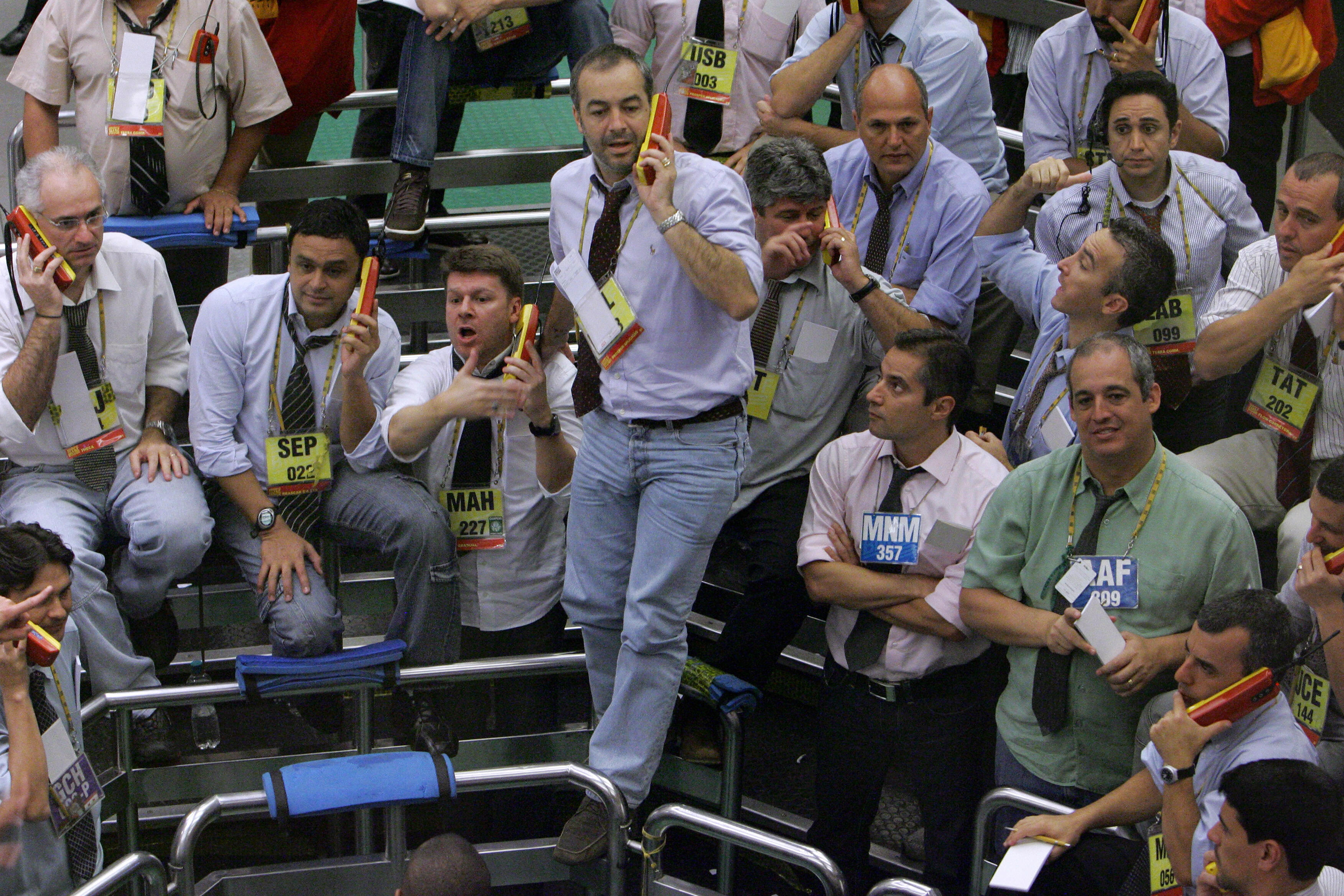 A scene from the BM&F Bovespa securities exchange in São Paulo. The MSCI Brazil is underperforming the MSCI Emerging Markets Index. Nomura Securities in New York thinks Brazil won't meet its budget this year, the investment firm said Monday.