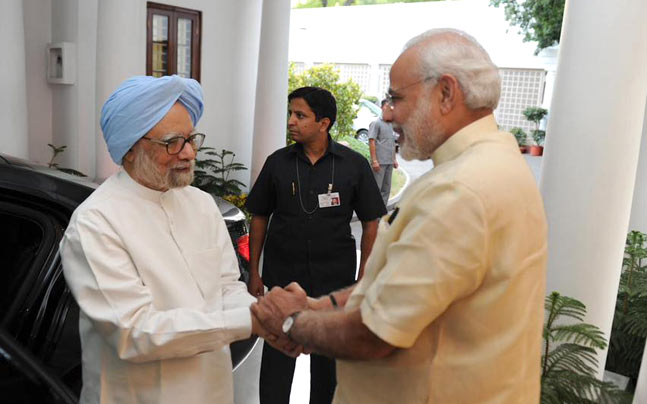 "Very happy to meet Dr. Manmohan Singh ji & welcome him back to 7RCR. We had a great meeting," Modi tweeted.