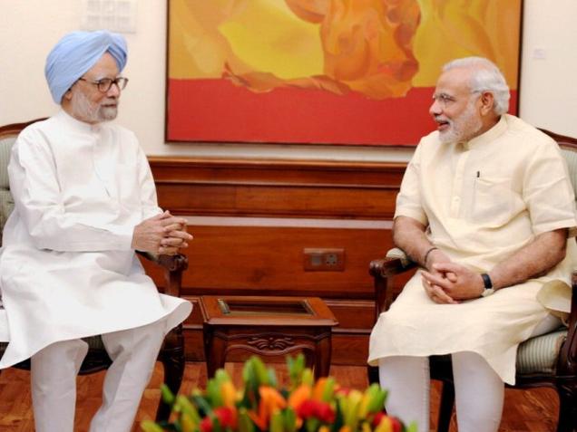 Prime Minister Narendra Modi and former Prime Minister Manmohan Singh in a meeting in New Delhi on Wednesday. "Very happy to meet Dr Manmohan Singh Ji", Mr. Modi tweeted.