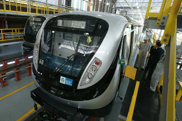 The new train is manufactured by China's CNR Corp. The Metro Line 4 is the latest example of China's efforts to export its industrial production capacity. It is due to start operations in June next year, in time for the Olympic Games. [Photo/english.gov.cn]