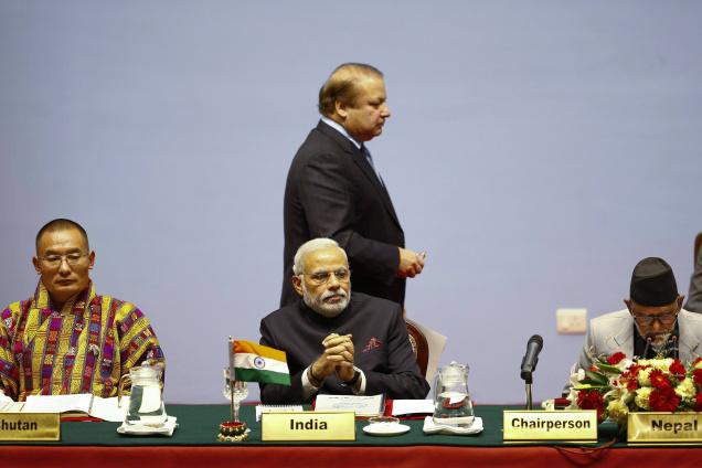 “While Mr. Modi’s invitation to Mr. Sharif to his swearing-in ceremony had been hailed as a ‘masterstroke’, the strokes played since have puzzled many in both Islamabad and in New Delhi, including the government’s supporters.” Picture shows Mr. Modi and Mr. Nawaz Sharif at the opening session of the SAARC summit in Kathmandu in 2014.