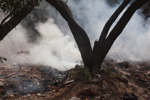 An illegal trash fire in the Okhla industrial area in South Delhi last week. Credit Sohrab Hura/Magnum for The New York Times
