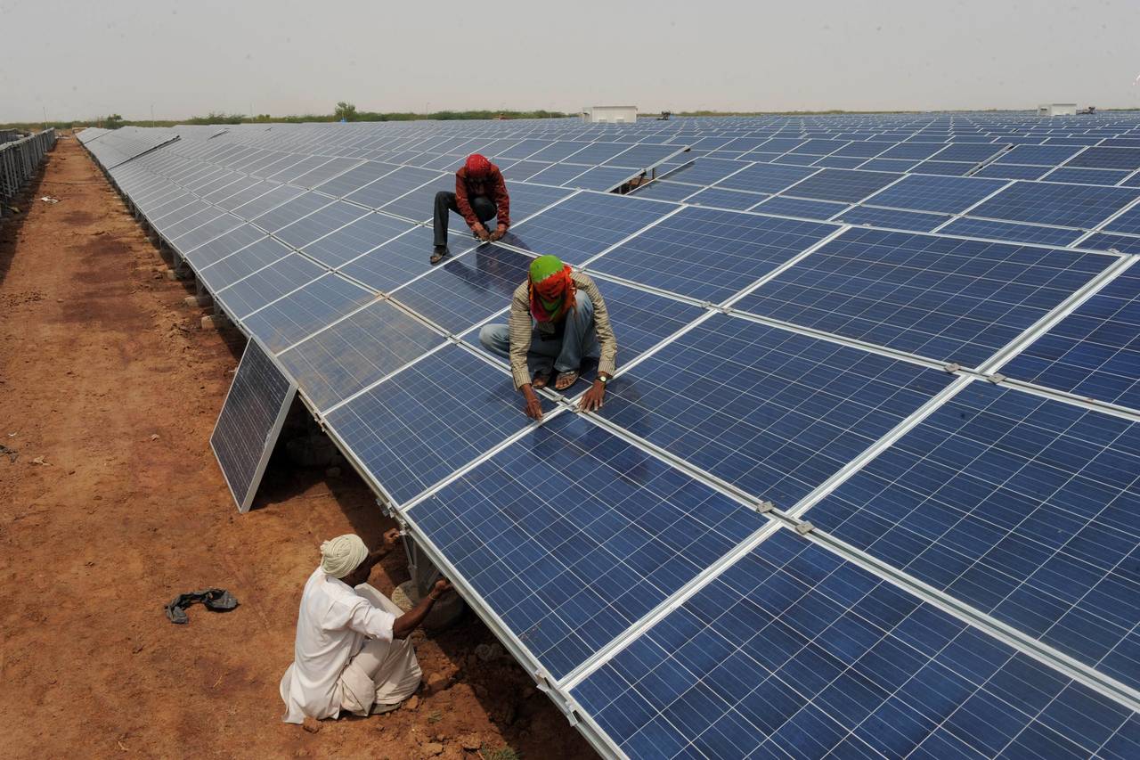 Renewable-power companies serving remote areas of India often supply telecommunications companies and villages with solar energy. PHOTO: SAM PANTHAKY/AFP/GETTY IMAGES