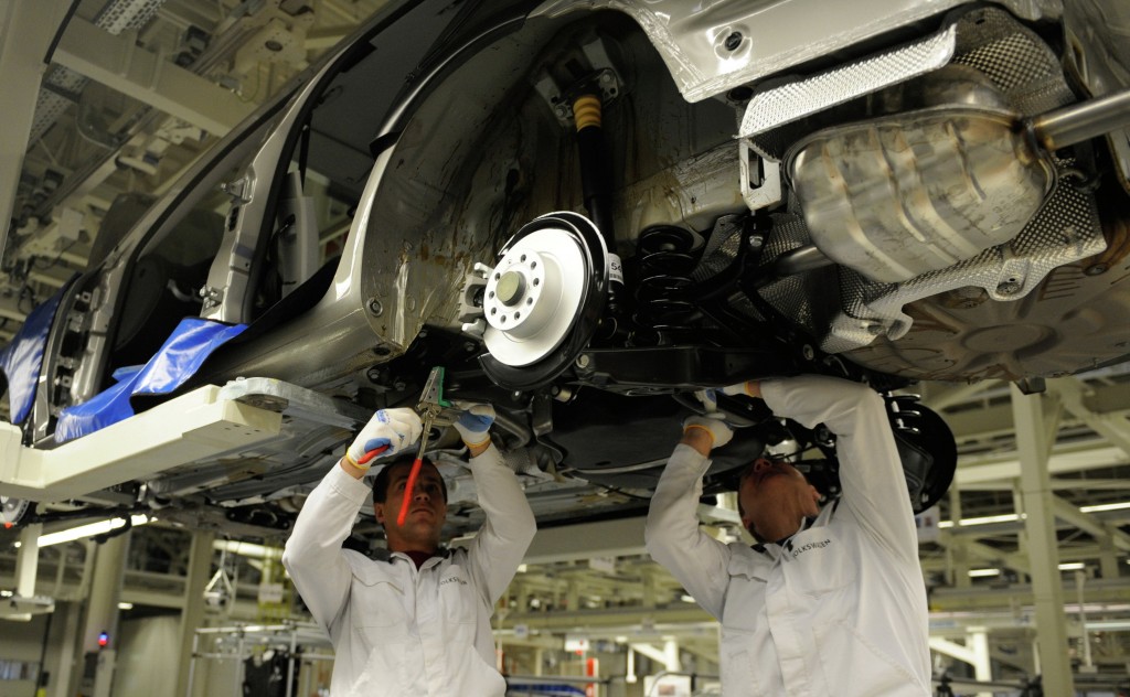 At the Volkswagen Rus Group plant in Kaluga, where full-cycle production of cars was launched in 2009 © SPUTNIK/ GRIGORIY SISOEV