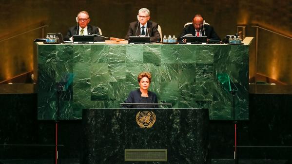 Brazilian President Dilma Rousseff at the UNGA in New York on 27 September 2015 [Xinhua]