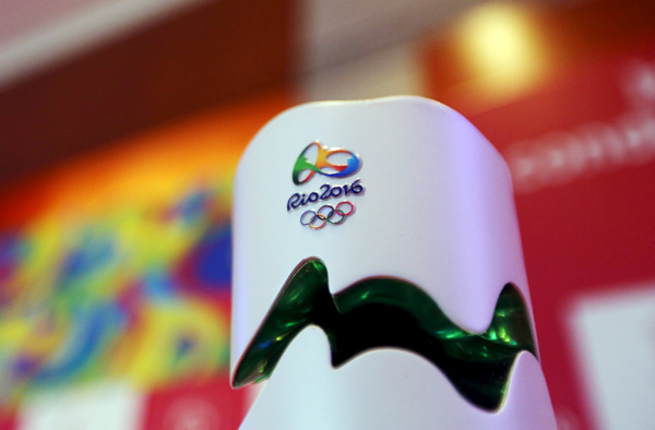 The Rio 2016 Olympic torch is seen during a National Sports Forum seminar to discuss the legacy of the games, in Sao Paulo, Brazil, September 9, 2015. © Photo/Agencies