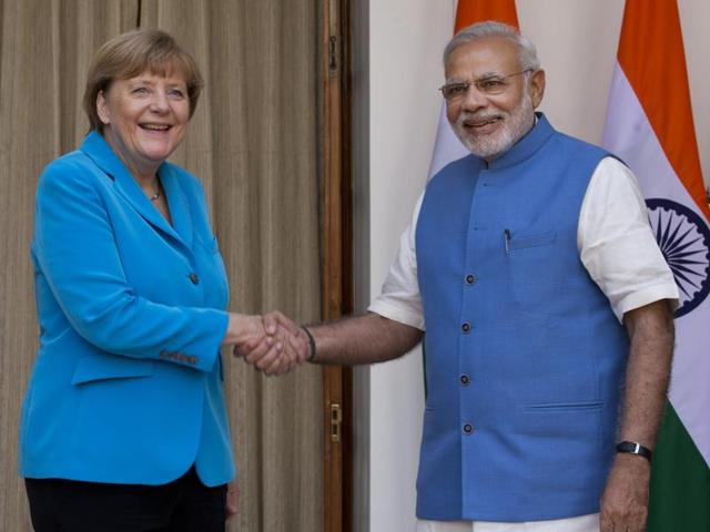 Angela Merkel and Narendra Modi ©The Hindustan Times