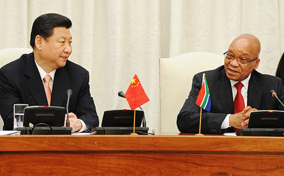 China's President Xi Jinping meets South African President Jacob Zuma in Pretoria on Tuesday. Xi is in the African country on a state visit and to attend the BRICS Summit in Durban.