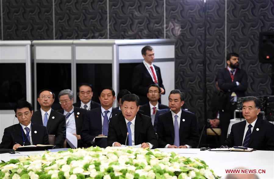 Chinese President Xi Jinping speaks at a BRICS leaders' meeting held in Antalya, Turkey, Nov. 15, 2015. (Xinhua/Rao Aimin)