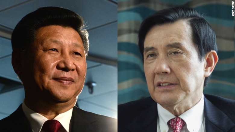 Chinese President Xi Jinping, left, Ma Ying-jeou, president of Taiwan, right.