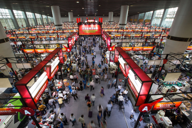 Visitors at the large machinery and equipment section of the Canton Fair on April 16, 2014, in Guangzhou, China. Commonly known as the Canton Fair, the China Import and Export Fair is the largest trade show in China and has been held biannually in Guangzhou since 1957. Theodore Kaye/Getty Images