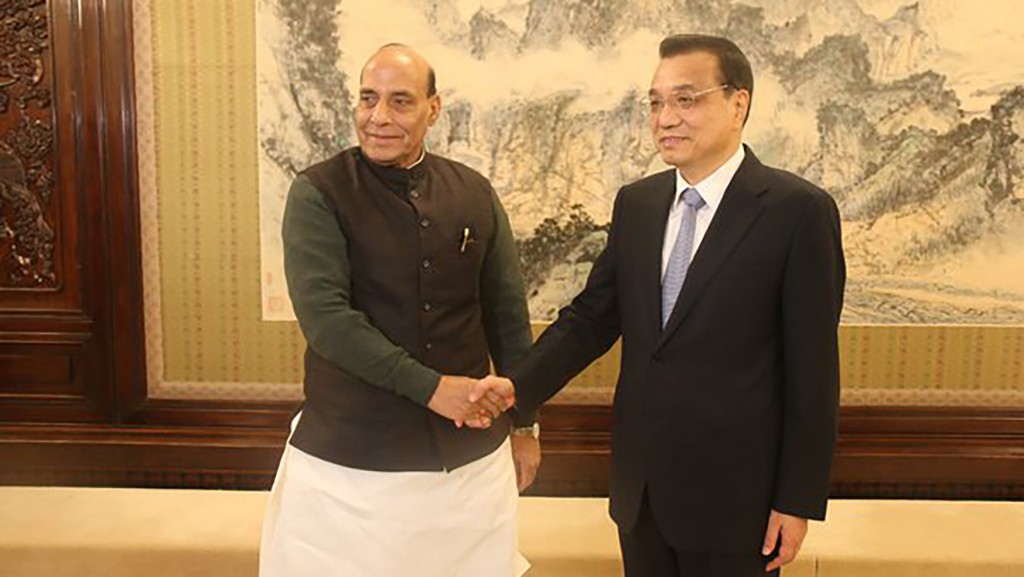 Rajnath Singh and Li Keqiang