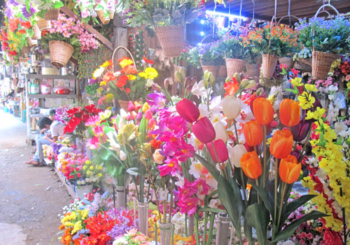Flowers for sale at a market on the Myanmar side of the Tamu-Moreh border crossing.