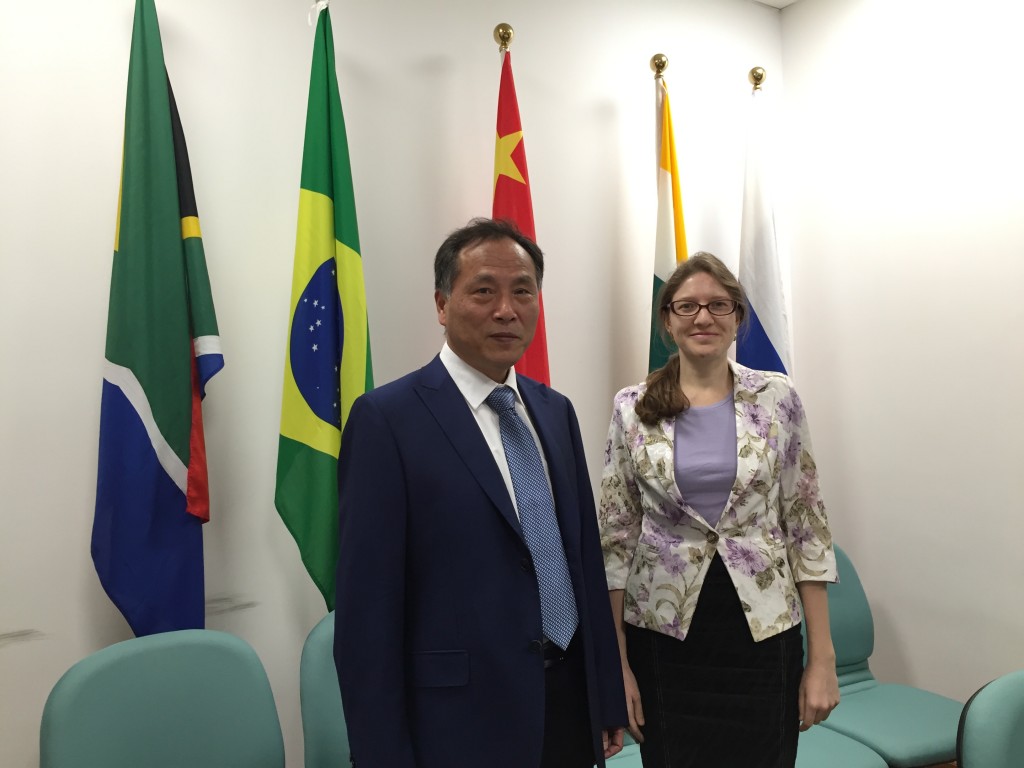 Prof. Yang Xinyu from Fudan University and Prof. Belikova Ksenia at the Center for BRICS Studies of Development Institute, Fudan University.