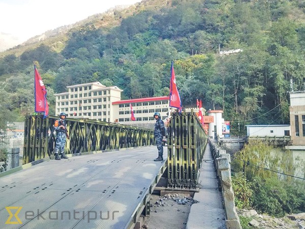Tatopani border point wears a deserted look as it is yet to open for trade even after eight months since the earthquake. Post Photo
