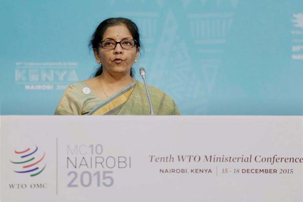Indian Commerce minister Nirmala Sitharaman represented India at the Tenth WTO Ministerial Conference in Nairobi. Photo: PTI