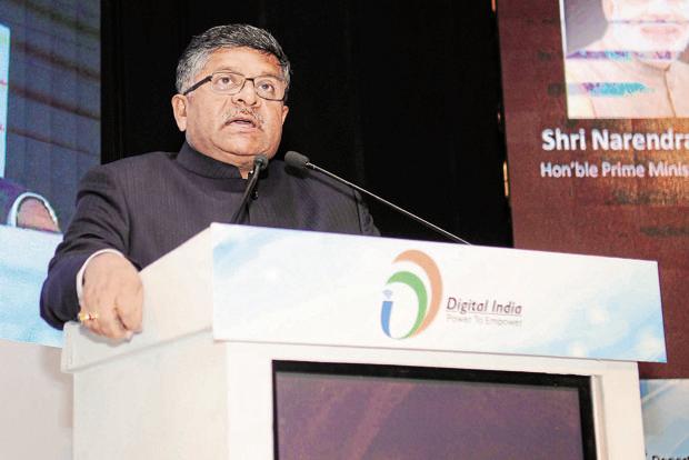 Union minister for communications and information technology Ravi Shankar Prasad launches the new initiatives at an event in New Delhi on Monday. Photo: PIB