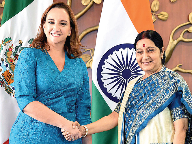 Swaraj and her Mexican counterpart Claudia Ruiz Massieu Salinas talked about ways and means of elevating the special relationship between the two countries. Read more at: http://economictimes.indiatimes.com/articleshow/51373371.cms?utm_source=contentofinterest&utm_medium=text&utm_campaign=cppst