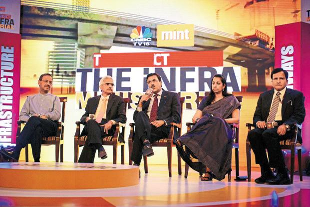 (From left to right) Coal secretary Anil Swarup, economic affairs secretary Shaktikanta Das, telecom secretary J.S. Deepak, steel secretary Aruna Sundararajan and NHAI chief Raghav Chandra at CNBC-TV18-Mint’s ‘The Infra Ministerial’ event in Delhi on Monday. Photo: Pradeep Gaur/Mint