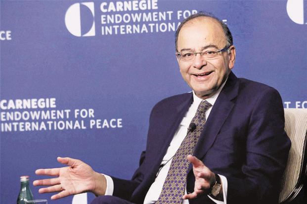 Finance minister Arun Jaitley speaks at an event organized by the Carnegie Endowment for International Peace in Washington on Wednesday. Photo: PTI