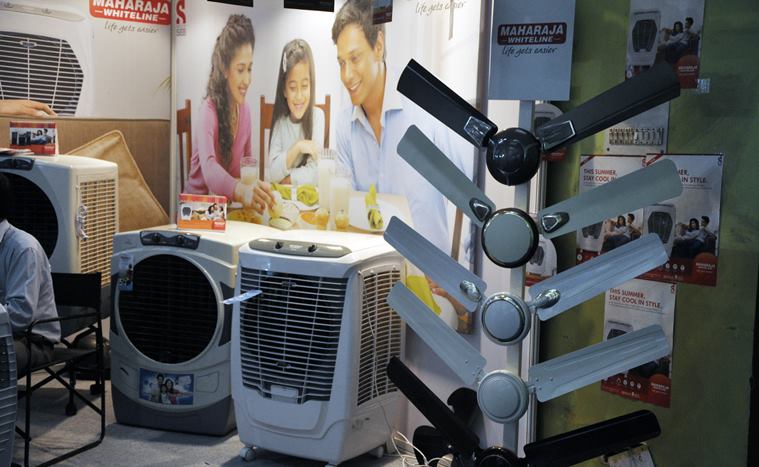 Electronic Goods displayed by Maharaj Whiteline at CII Coolex Show at Himachal Bhavan in Sector 28 of Chandigarh on Thursday, April 09 2015. Express Photo by Sahil Walia