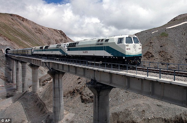 A train run along the existing Qinghai-Tibet railway towards Lhasa, capital of China's Tibet Autonomous Region.