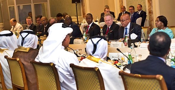 President Jacob Zuma addresses the South Africa-Qatar Business round table in Doha, Qatar on 19 May 2016 [Image: Presidency.za]