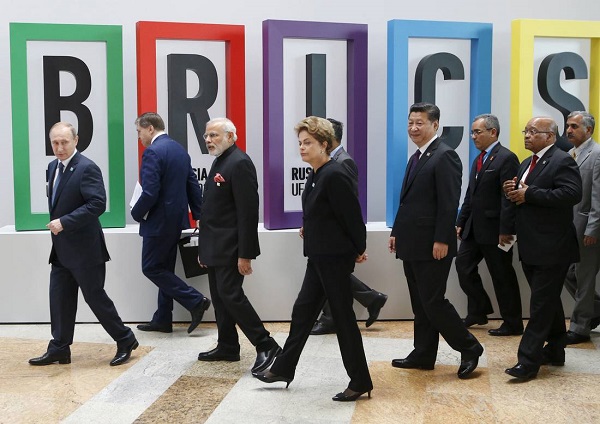 Suspended Brazilian President Dilma Rousseff seen here with her BRICS counterparts: Russian President Vladimir Putin, Chinese President Xi Jinping, South African President Jacob Zuma and Indian Prime Minister Narendra Modi at the 7th BRICS Summit in Ufa, Russia in July 2015 [Xinhua]