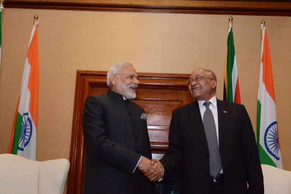Indian Prime Minister Narendra Modi with South African President Jacob Zuma at the Union Buildings, Pretoria on 8 July 2016 [Image: South African Presidency]