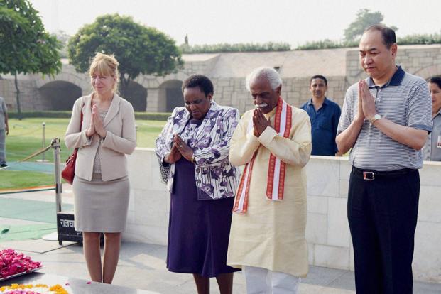 Labour minister Bandaru Dattatreya with his BRICS counterparts. Photo: PTI