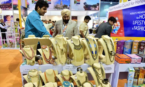 Exhibits show daily necessities from India at an expo in Yiwu, East China's Zhejiang Province, in June 2015. Photo: IC