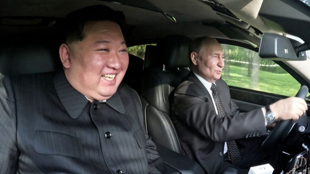 Watch: Vladimir Putin, Kim Jong Un take turns driving Russian-made limousine