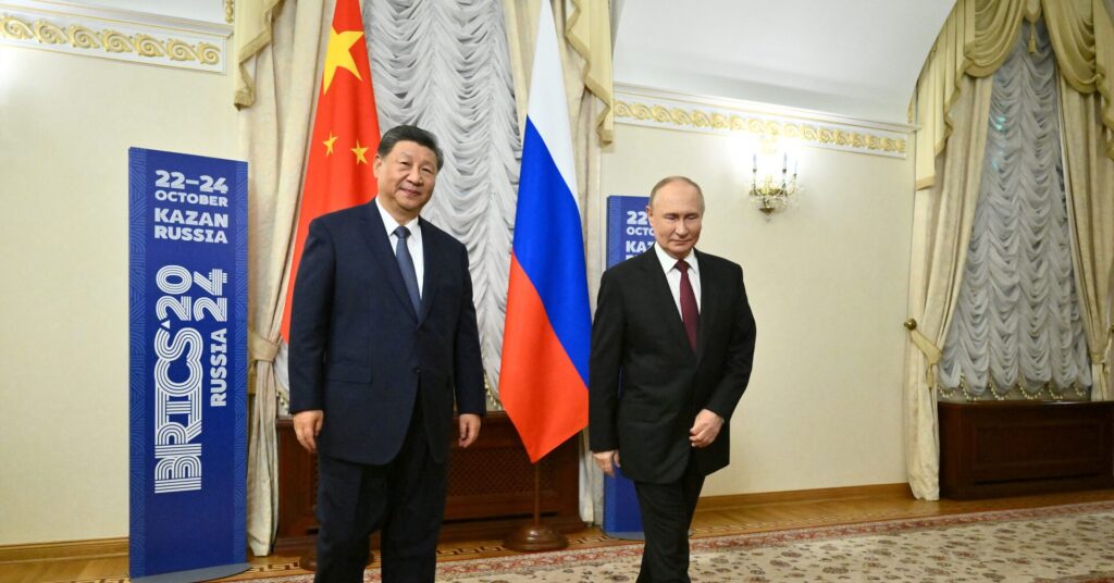 プーチン氏、習主席は「親愛なる友人」 ＢＲＩＣＳ首脳会議開幕