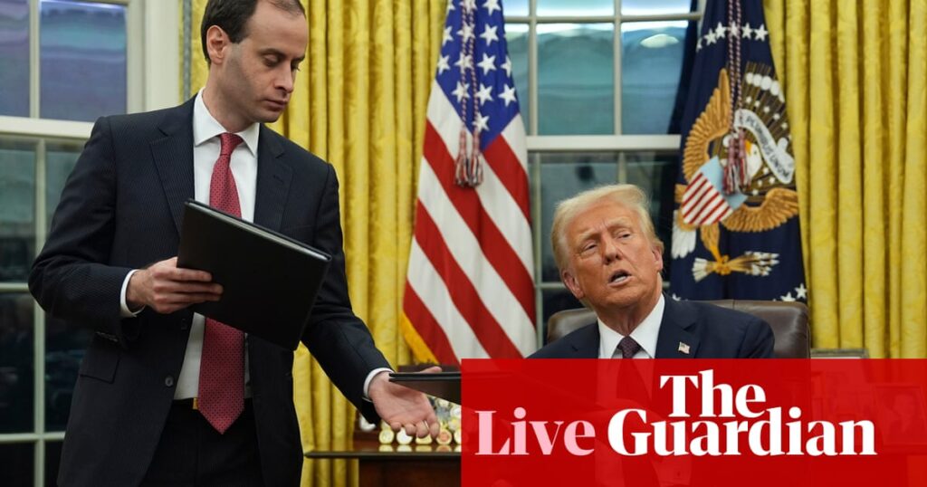 Trump pardons January 6 rioters and exits Paris climate agreement in slew of executive orders - US politics live