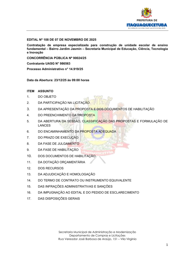 Brazil: C. E. E. PARA CONSTRUCAO DE UNIDADE ESCOLAR DE ENSINO FUNDAMENTAL