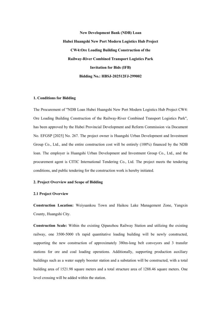 CW 4: Ore loading building construction of the Railway-River Combined Transport Logistics Park