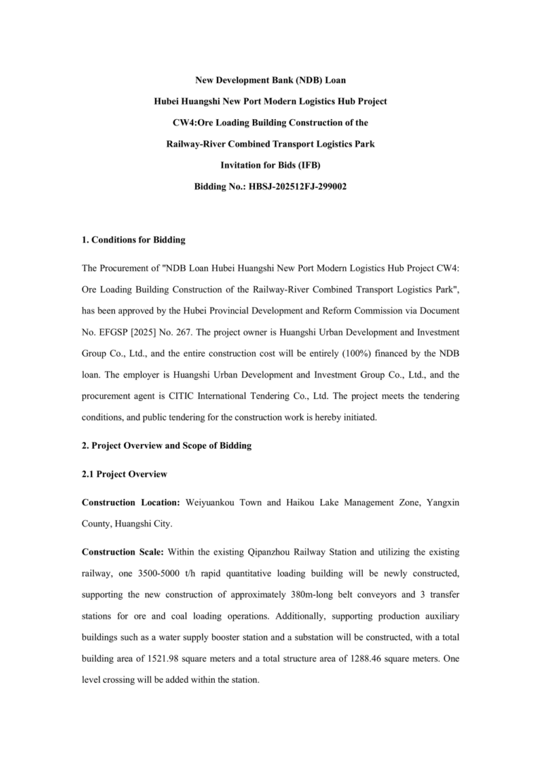 CW 4: Ore loading building construction of the Railway-River Combined Transport Logistics Park